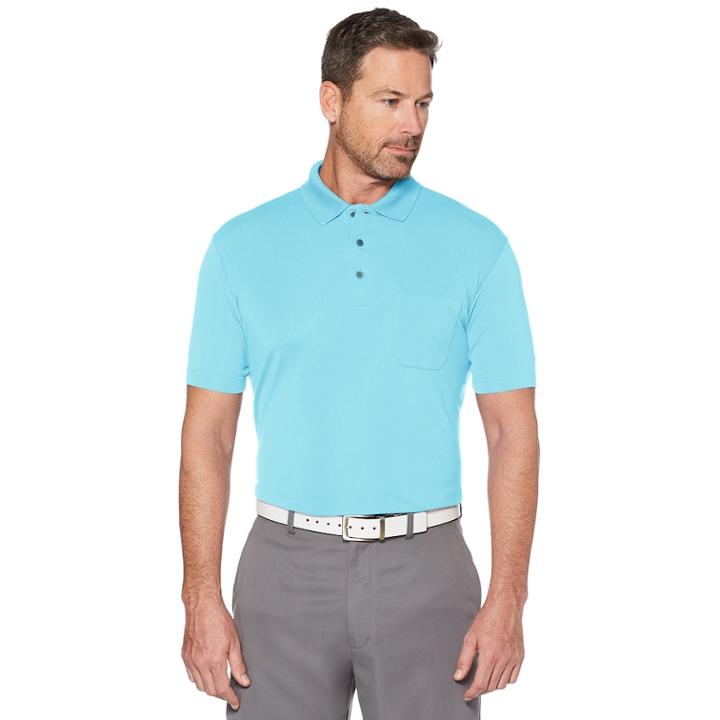 Men's Grand Slam Off Course Regular-fit Textured Pocket Golf Polo, Size: Large, Blue