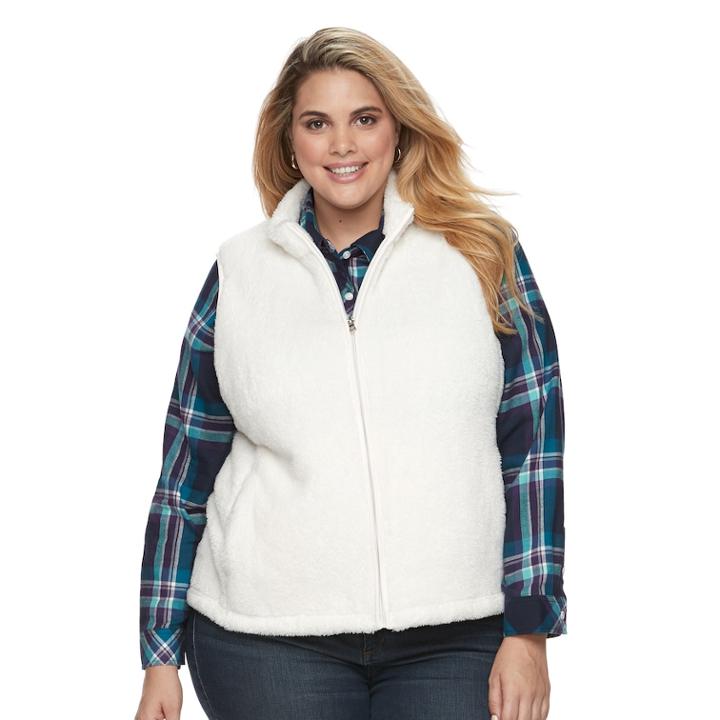 Plus Size Croft & Barrow&reg; Faux-fur Vest, Women's, Size: 3xl, White