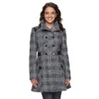Women's Lnr Fashion Styles Wool-blend Faux-leather Accent Peacoat, Size: Large, Light Blue