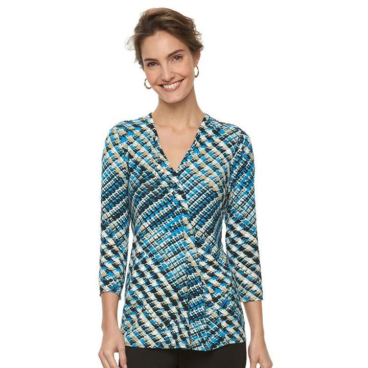 Women's Dana Buchman Release-pleat Top, Size: Xl, Med Blue