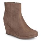 Journee Collection Koala Women's Faux Suede Wedge Booties, Girl's, Size: 7, Beig/green (beig/khaki)