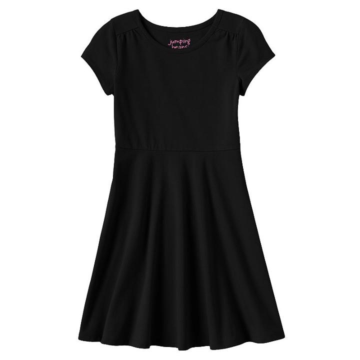 Girls 4-10 Jumping Beans&reg; Solid Skater Dress, Girl's, Size: 7, Black