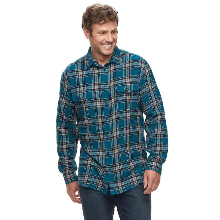 Big & Tall Sonoma Goods For Life&trade; Modern-fit Supersoft Flannel Button-down Shirt, Men's, Size: 3xb, Dark Blue