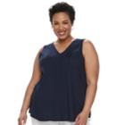 Plus Size Croft & Barrow&reg; Pintuck Crochet-trim Tank, Women's, Size: 3xl, Blue