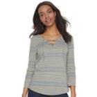 Women's Sonoma Goods For Life&trade; Lace-up Tee, Size: Medium, Dark Green