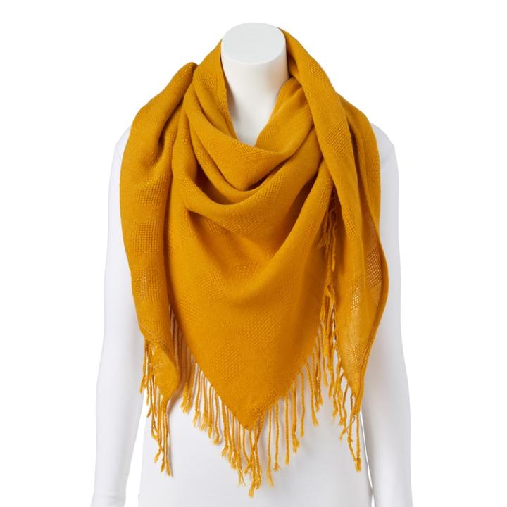 Women's Candie's&reg; Solid Fringed Triangle Scarf, Med Yellow