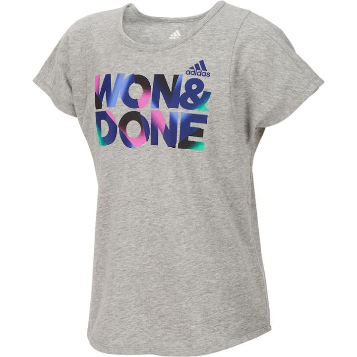 Girls 7-16 Adidas Slogan Graphic Tee, Size: Medium, Grey
