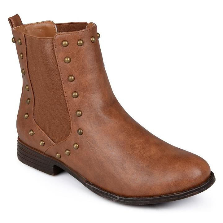 Journee Collection Bend Women's Studded Chelsea Boots, Girl's, Size: 6, Brown