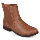 Journee Collection Bend Women's Studded Chelsea Boots, Girl's, Size: 6, Brown