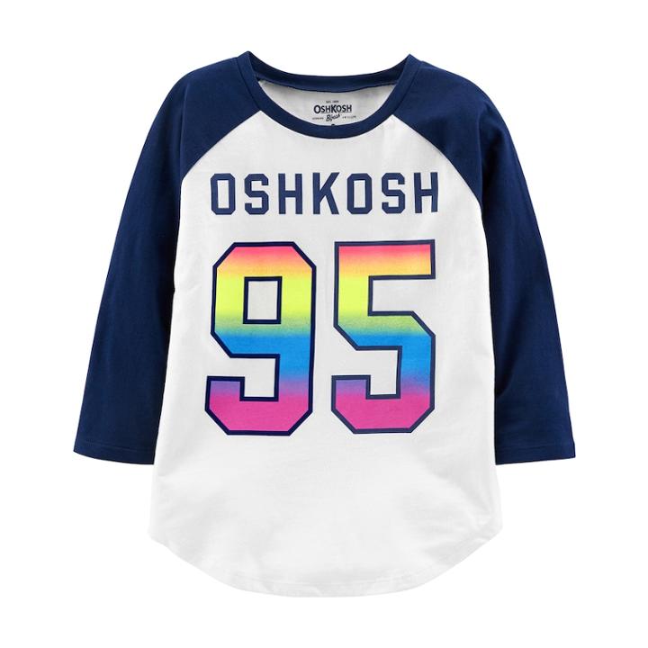 Girls 4-12 Oshkosh B'gosh&reg; Raglan Logo Tee, Size: 4-5, White