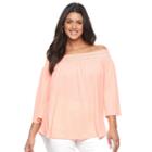 Plus Size Apt. 9 Smocked Off-the-shoulder Top, Women's, Size: 1xl, Brt Orange
