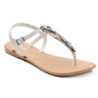 Candie's&reg; Women's Beaded Floral Flip-flops, Size: Medium, White