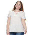 Plus Size French Laundry Grommet Lace-up Top, Women's, Size: 1xl, White