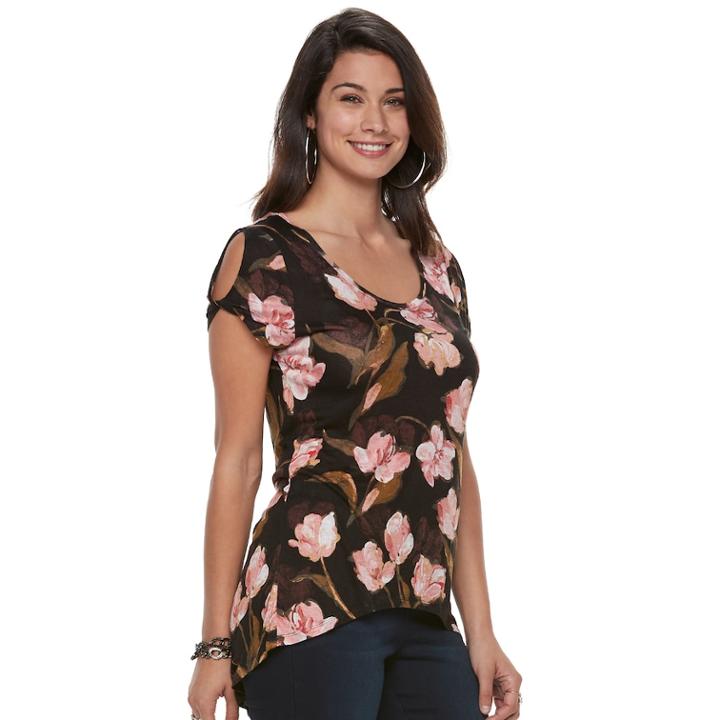 Women's Jennifer Lopez Cold-shoulder Tee, Size: Xxl, Oxford