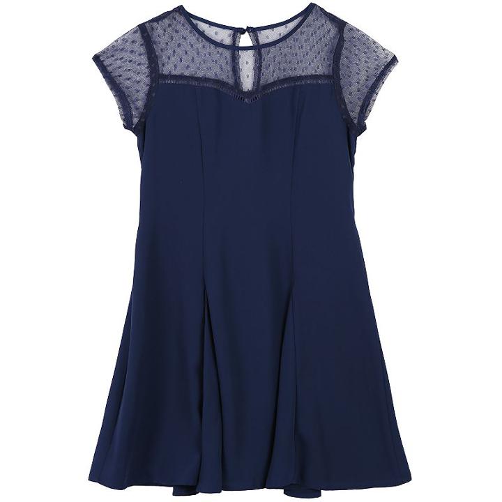 Girls 7-16 Speechless Illusion Neck Fit & Flare Skater Dress, Girl's, Size: 10, Blue (navy)