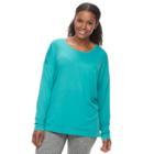 Plus Size Tek Gear&reg; Long Sleeve Cross Back Crew Top, Women's, Size: 3xl, Turquoise/blue (turq/aqua)