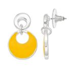Yellow Double Circle Drop Earrings, Women's, Med Yellow