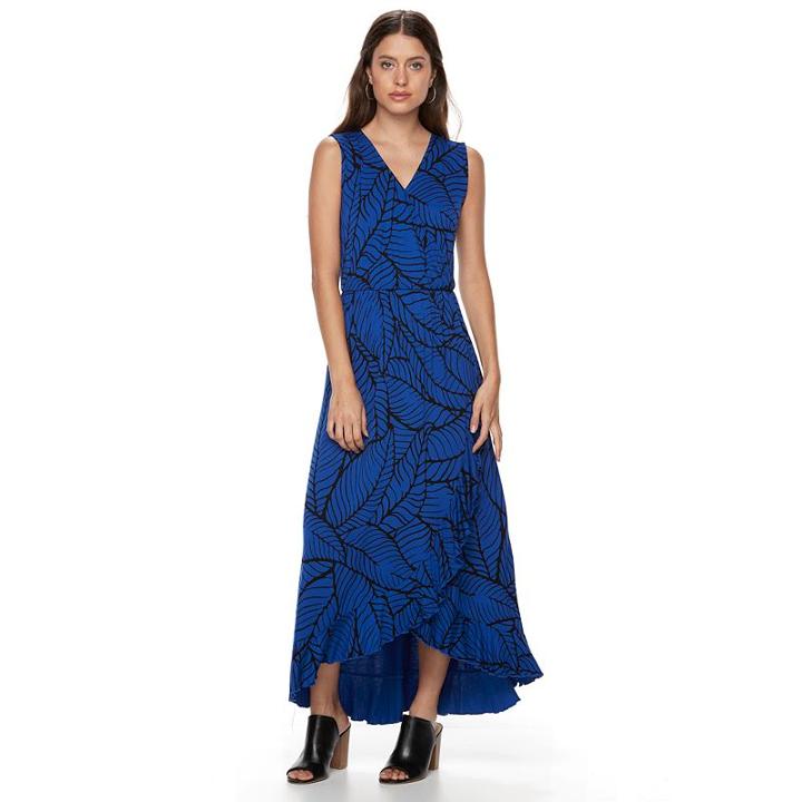 Petite Apt. 9&reg; Ruffled Maxi Dress, Women's, Size: L Petite, Blue