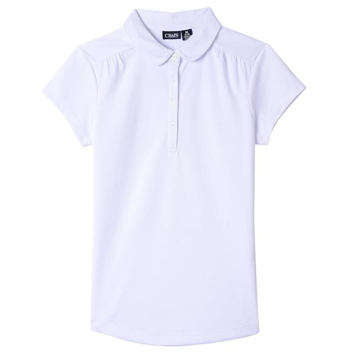 Girls 4-16 & Plus Size Chaps School Uniform Performance Polo, Size: 12.5-14.5, White