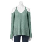 Juniors' Pink Republic Slubbed Cold-shoulder Sweater, Girl's, Size: Medium, Green Oth