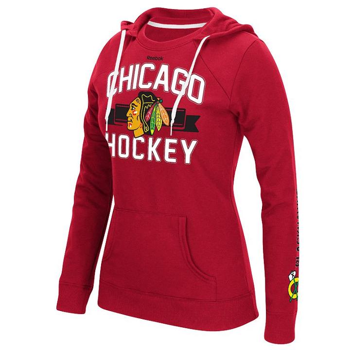 Women's Reebok Chicago Blackhawks Banner Arch Hoodie, Size: Large, Red