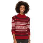 Women's Chaps Jacquard Mockneck Sweater, Size: Xl, Red