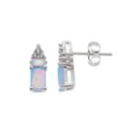 Sterling Silver Lab-created Blue Opal & White Sapphire Drop Earrings, Women's