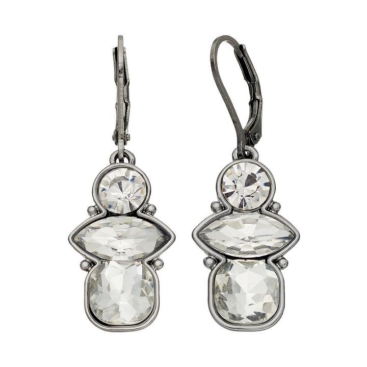 Simply Vera Vera Wang Geometric Simulated Crystal Nickel Free Drop Earrings, Women's, Black
