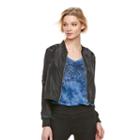 Women's Rock & Republic&reg; Lace-up Crop Bomber Jacket, Size: Xl, Black