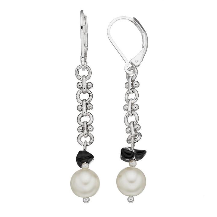Napier Simulated Pearl Nickel Free Linear Drop Earrings, Women's, White