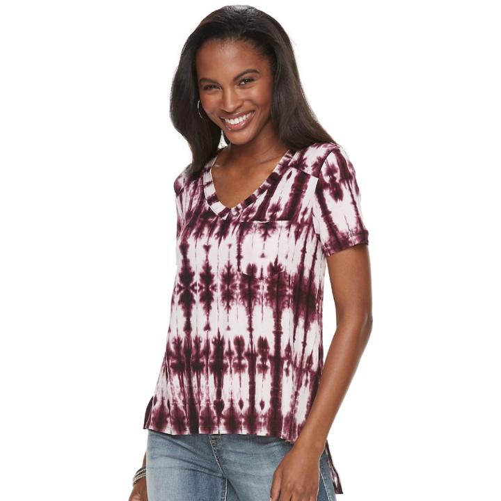 Women's Rock & Republic® V-neck Boyfriend Tee, Size: Xl, Drk Purple