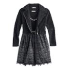 Girls 7-16 Knitworks Swiss Dot Sequin Moto Jacket & Lace Skirt Dress Set With Necklace, Size: 8, Black