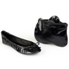 Sidekicks Women's Foldable Ballet Flats, Girl's, Size: 10-11, Black