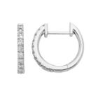 14k White Gold 1/5 Carat T.w. Diamond Huggie Hoop Earrings, Women's
