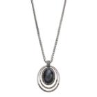 Gray Oval Cabochon Pendant Necklace, Women's, Grey