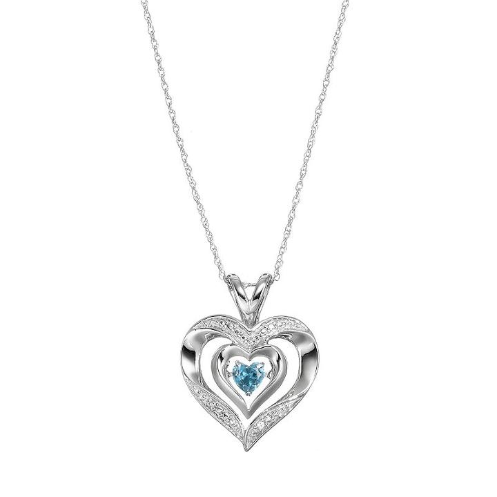 Sterling Silver Swiss Blue Topaz Sapphire Heart Pendant Necklace, Women's, Size: 18