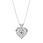 Sterling Silver Swiss Blue Topaz Sapphire Heart Pendant Necklace, Women's, Size: 18