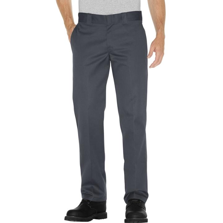 Men's Dickies Slim Straight Fit Twill Work Pants, Size: 38x32, Grey