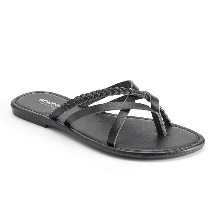 Sonoma Goods For Life&trade; Woman's Braided Thong Sandals, Women's, Size: Large, Black