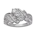 1 Carat T.w. Diamond 10k White Gold Twist Ring, Women's, Size: 7