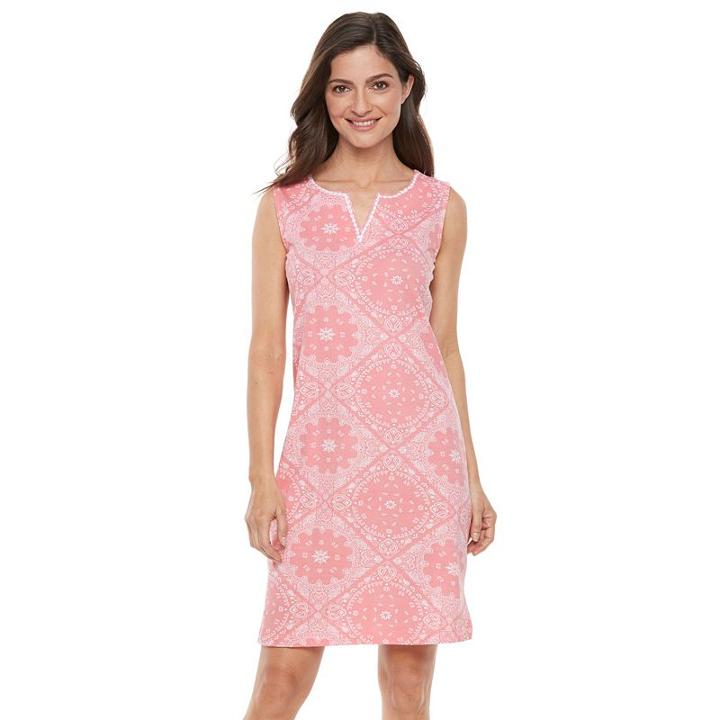 Women's Caribbean Joe Bandana Print Tank Dress, Size: Xl, Med Red