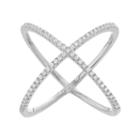 Fleur Cubic Zirconia X Ring, Women's, Size: 7, Grey