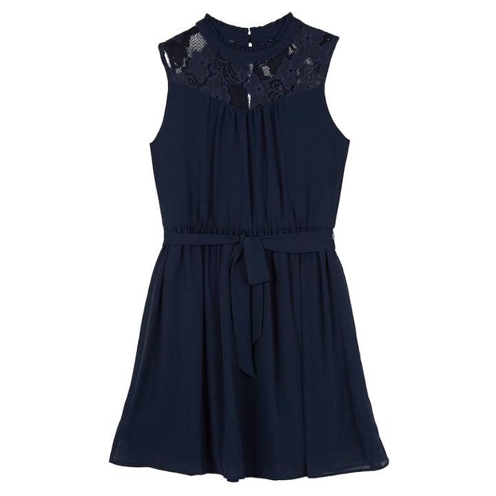 Girls 7-16 Iz Amy Byer Georgette Lace Yoke A-line Dress, Size: 7, Blue (navy)