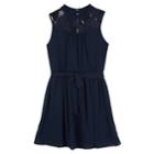 Girls 7-16 Iz Amy Byer Georgette Lace Yoke A-line Dress, Size: 7, Blue (navy)