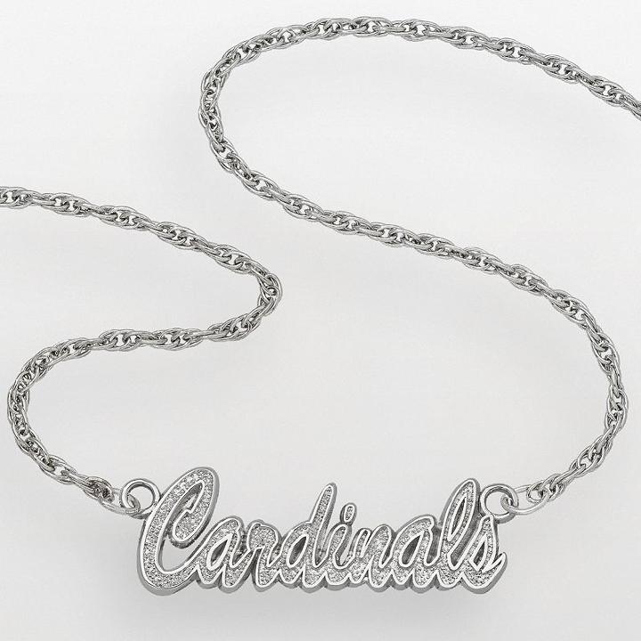 Logoart St. Louis Cardinals Sterling Silver Script Necklace, Women's, Size: 18, Grey