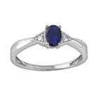 14k White Gold Sapphire And Diamond Accent Ring, Women's, Size: 5, Blue