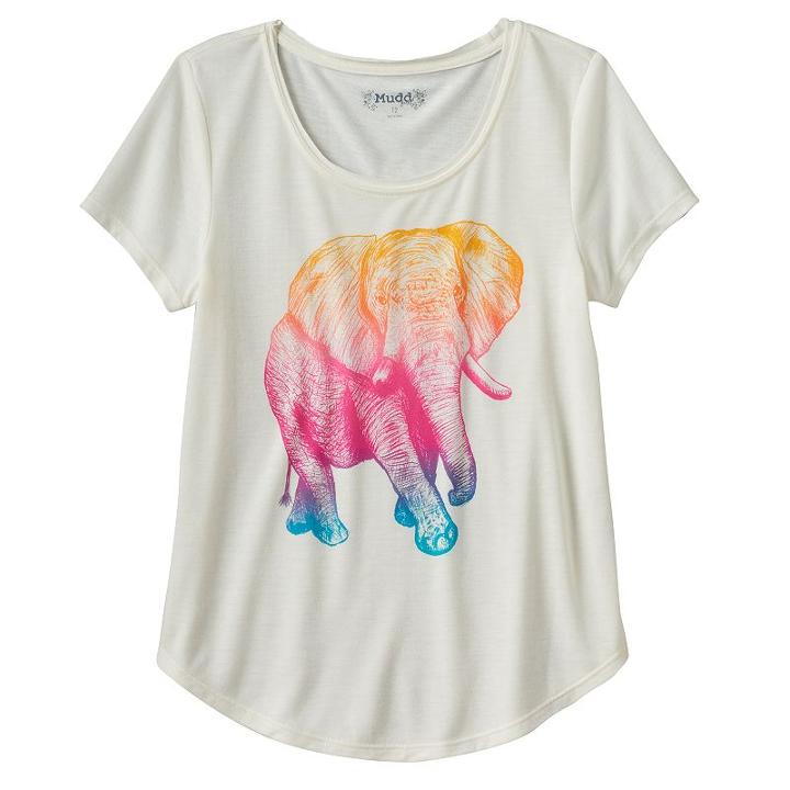 Mudd, Girls 7-16 &reg; Raw Edge Scoopneck Graphic Tee, Girl's, Size: 12, White Oth