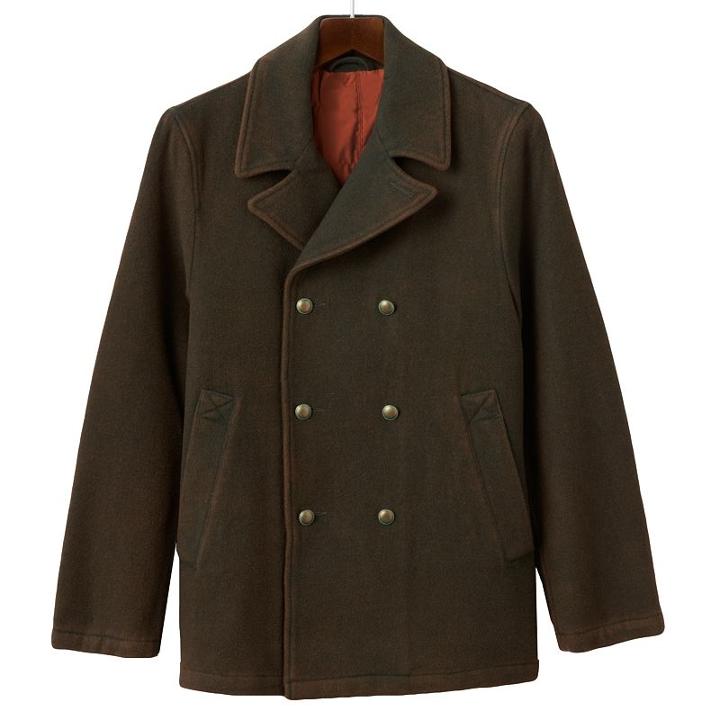 Men's R And O Double-breasted Wool Blend Peacoat, Size: Small, Brown