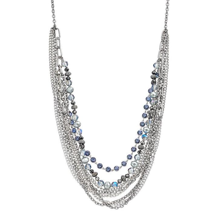 Simply Vera Vera Wang Blue Beaded Swag Necklace, Women's