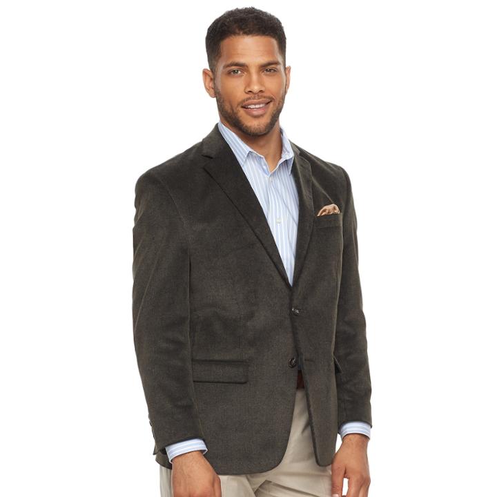 Men's Chaps Slim-fit Corduroy Stretch Sport Coat, Size: 40 Short, Grey